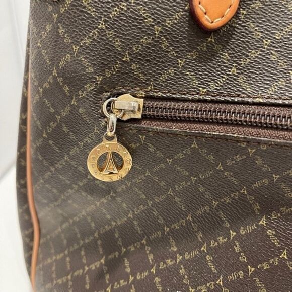 La Tour Eiffel Paris Should Bag Purse Tote Monogram Brown Tan - Picture 4 of 10